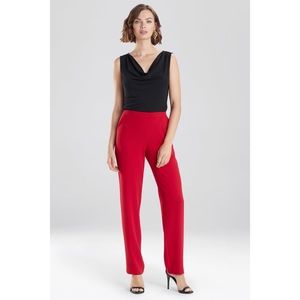 Natori Red Crepe Slim Pants Size Medium